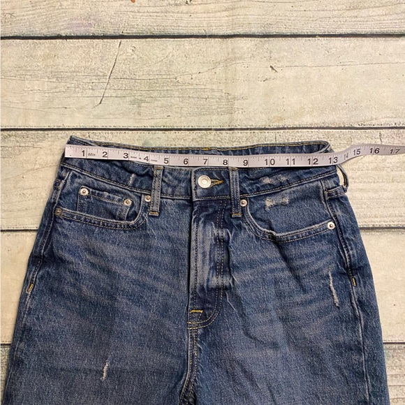 Free Assembly distress denim straight leg jeans raw hem. 0 - Picture 4 of 8